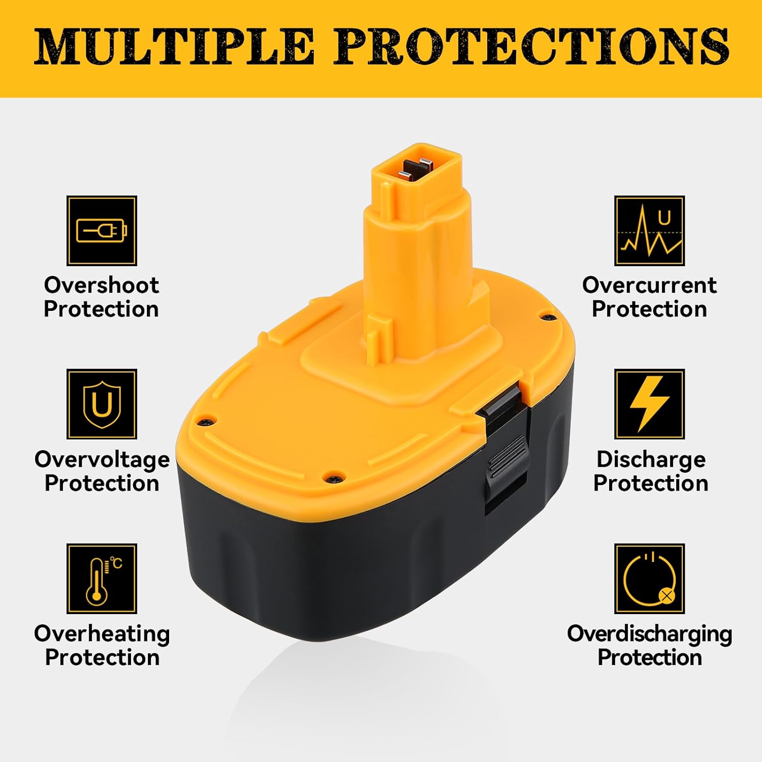 DC9096 18V 6.0Ah Replacement for Dewalt Lithium-Ion Battery Compatible with Dewalt 18V Battery DC9098 DC9099 DW9095 DW9096 DW9098