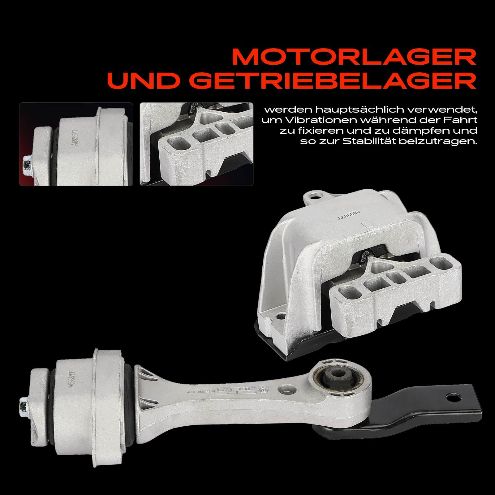Frankberg 1x Motorlager Hinten + 1x Schaltgetriebe Getriebelager Kompatibel mit Golf IV 1J1 1.4L-2.3L 1997-2005 A3 8L1 1.6L 1.8L 1996-2003 Replace# 1J0199851AA