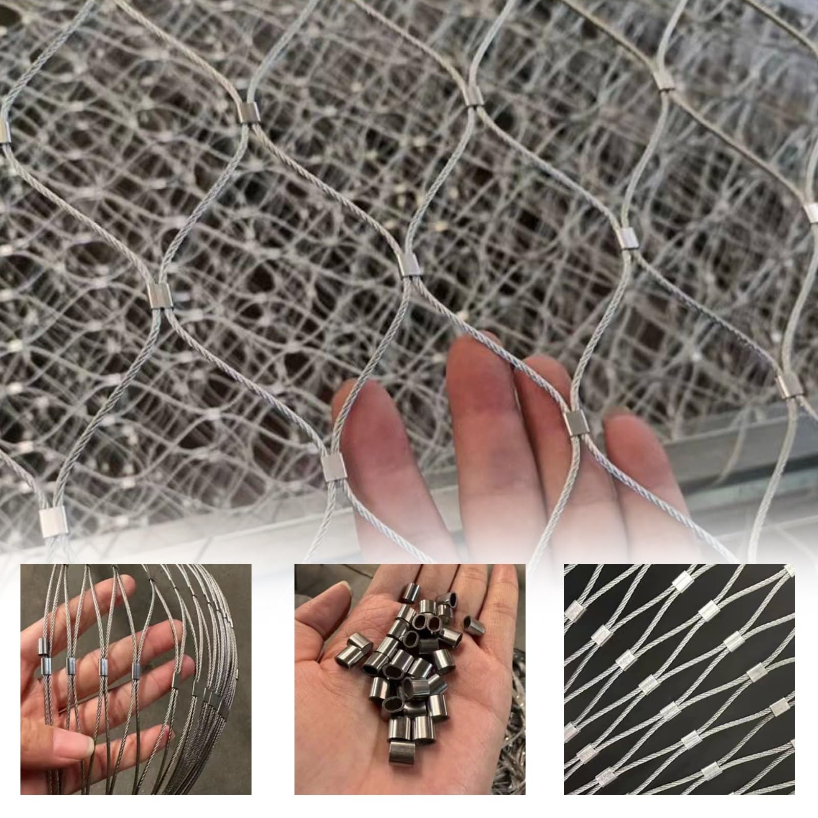 Rejilla de malla de acero inoxidable de 10 mm, malla fina de seguridad para escaleras, jardín, valla de malla de alambre duradero (0,5 x 16 m / 1.6x52.5ft)