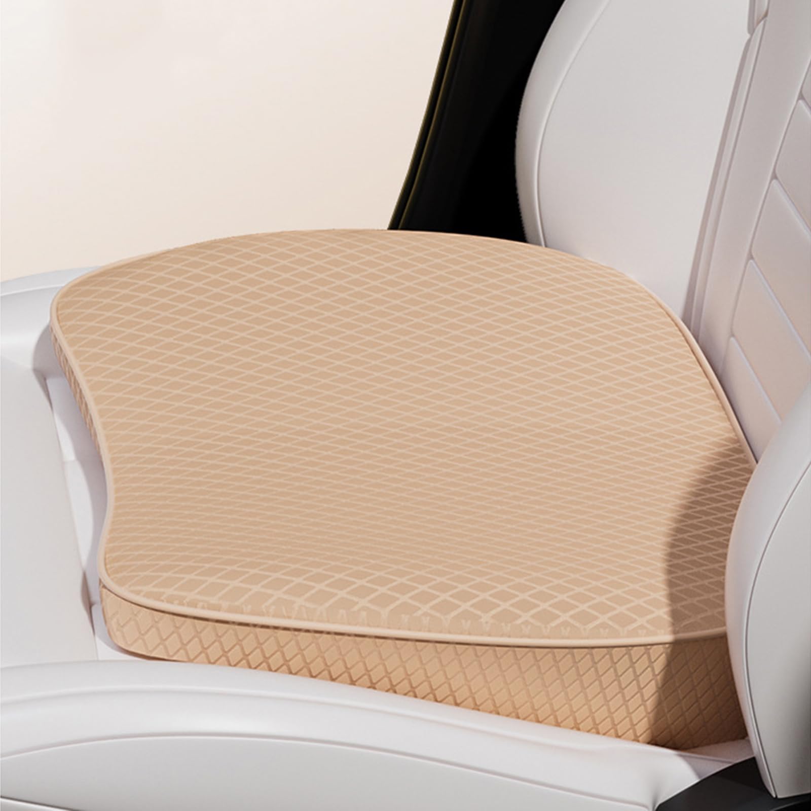 2 in 1 Cuscino Sedile Auto Guidatore o Cuscino Lombare - Cuscino Rialzo Sedile Auto di Memory Foam da 8 cm - Cuscino Seggiolino Auto Comfort Cuscino per Auto Seduta Guidatore, Beige