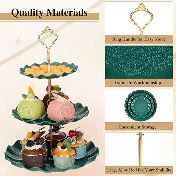 TsunNee 2PCS 3-Tier Cake Stand Cupcake Holder, Dessert Plates Cakes Fruit Cookie Candy Display Tower Serving Platter, Pastry Tiered Serving Tray for Christmas Wedding Birthday Baby Shower