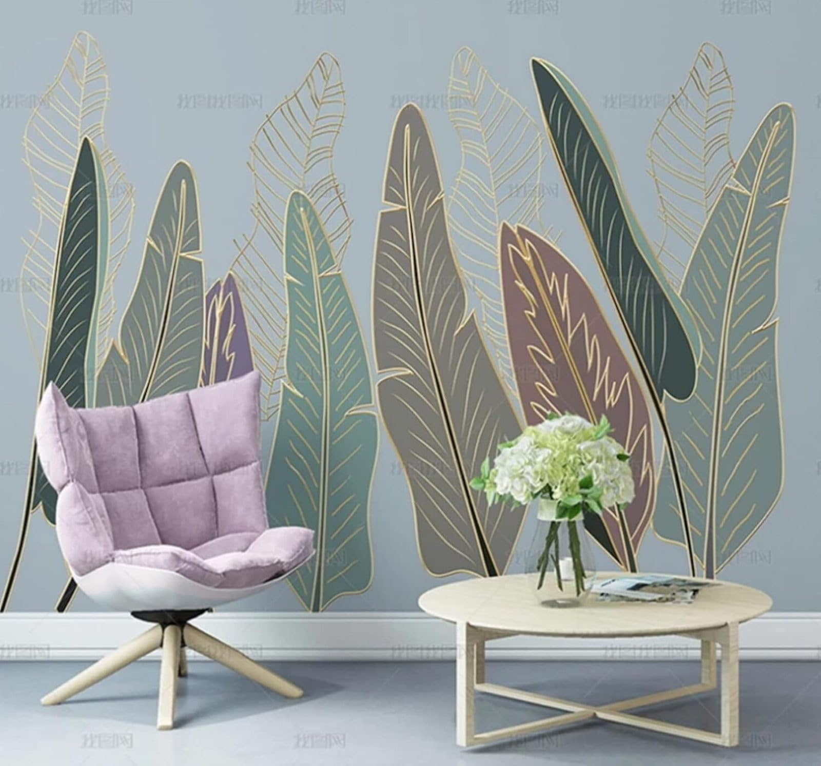 XLMING Luxury Gold Thread Tropical Plants Leaves 3D Wallpaper Luxury Home Dining Decor Paste Sofa Living Room The Wall for Bedroom Mural-250cm×170cm