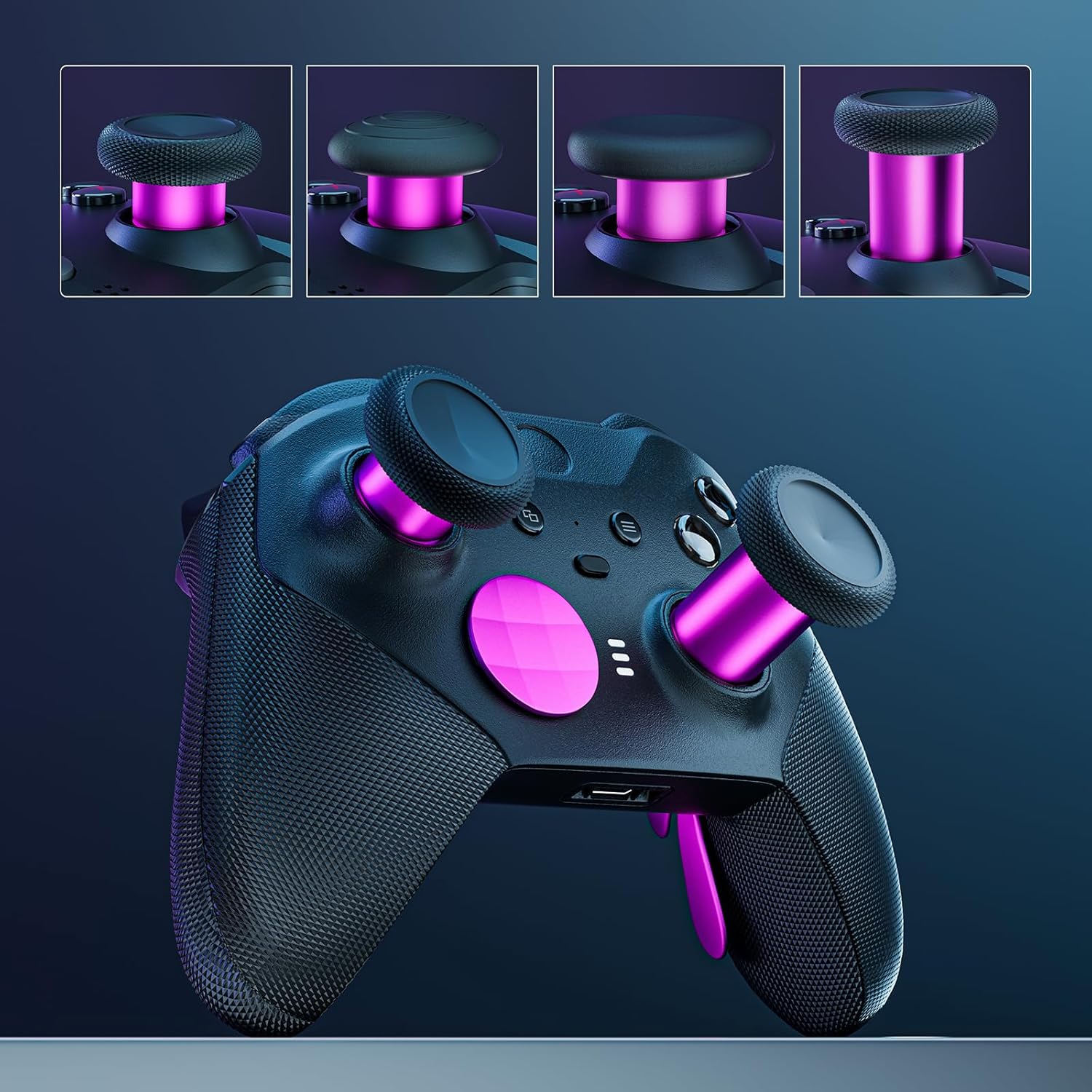 14-in-1 Controller Accessories Kit Compatible with Xbox Elite Series 2, 6 Premium Metal Thumbsticks, Swap Joysticks, 4 Interchangeable Paddles, 2 D-Pads, 1 Tool & 1 Storage Bag (Magenta) - Image 2