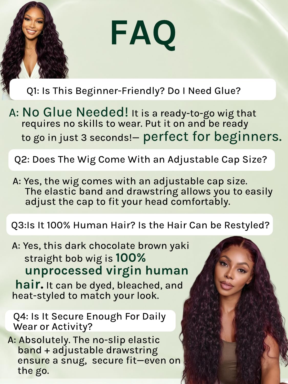 KLAIYI Bye Bye Slip™ Black Cherry Water Wave Pre Everything Glueless 13x4 Lace Frontal Wigs Human Hair Burgundy Drawstring Curly Pre Plucked Bleached Knots 3S Ready to Wear and Go Beginner Wig 18Inch