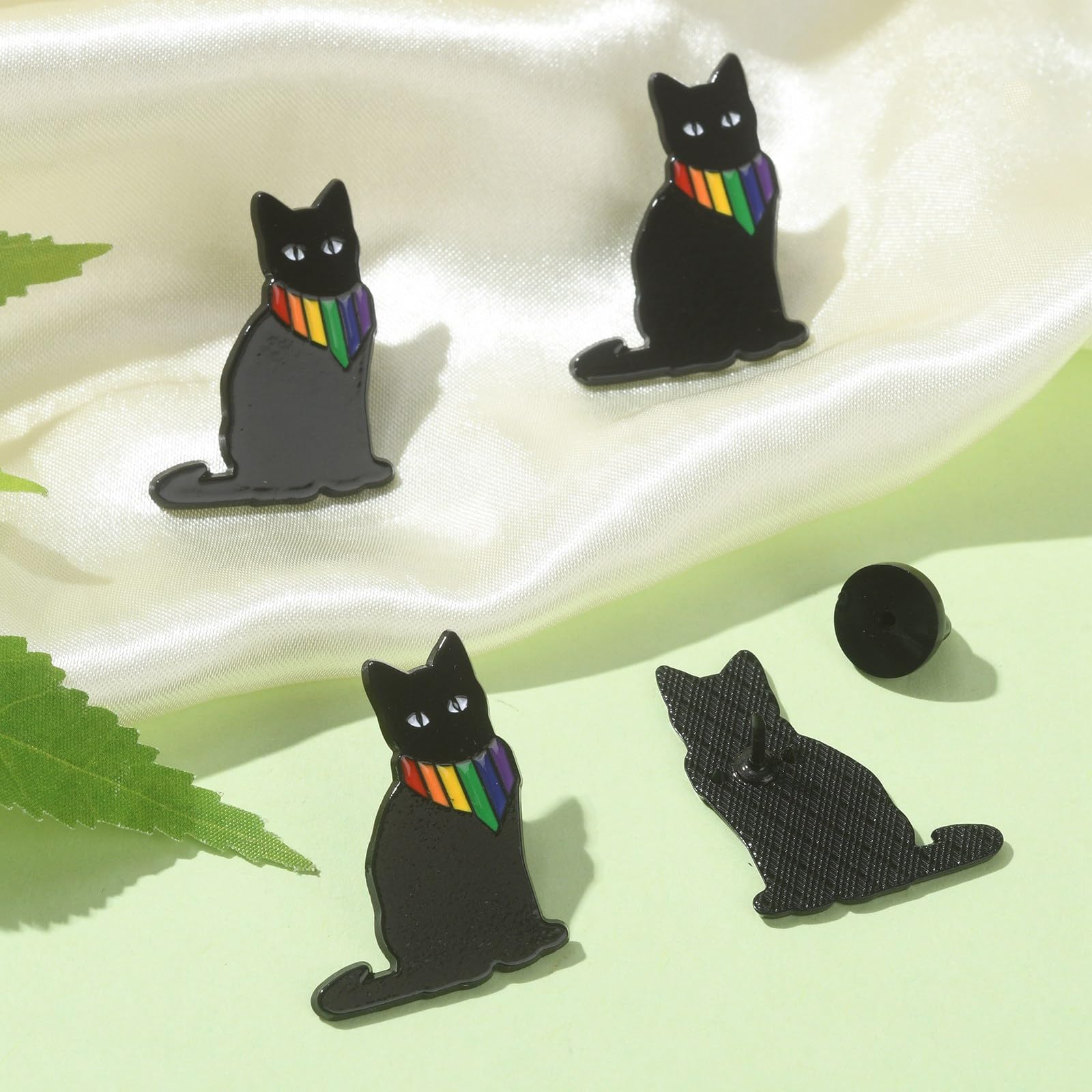 9 Broches En émail Chat Noir - Multicolore - Pour Vêtements, Sacs - Accessoire Déco