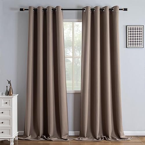 Miniatura 51 de Juego de 2 paneles de cortinas opacas de lino de 84 pulgadas de largo, cortinas 100% opacas para dormitorio, sala de estar, cortinas de 2-Total