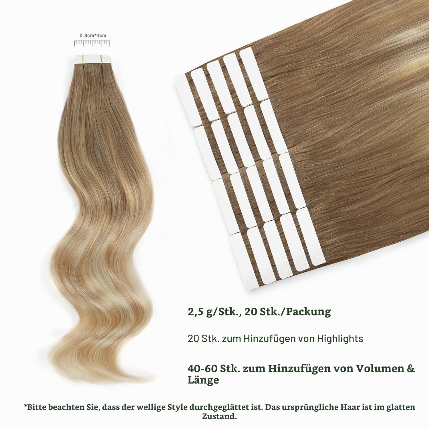 ABH AMAZINGBEAUTY HAIR Blond Tape Haarverlängerung 55cm Balayage | Remy Tape Extensions Echthaar, Skin Weft, #B8-18-60 Ombre Braun 50g 20 Stück, Unsichtbar, Wiederverwendbar, Haarverlängerung