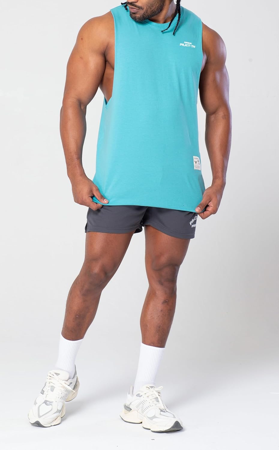 Men's Workout Drop Arm Tank Top Cut Off Sleeveless Gym Shirts - Image 3