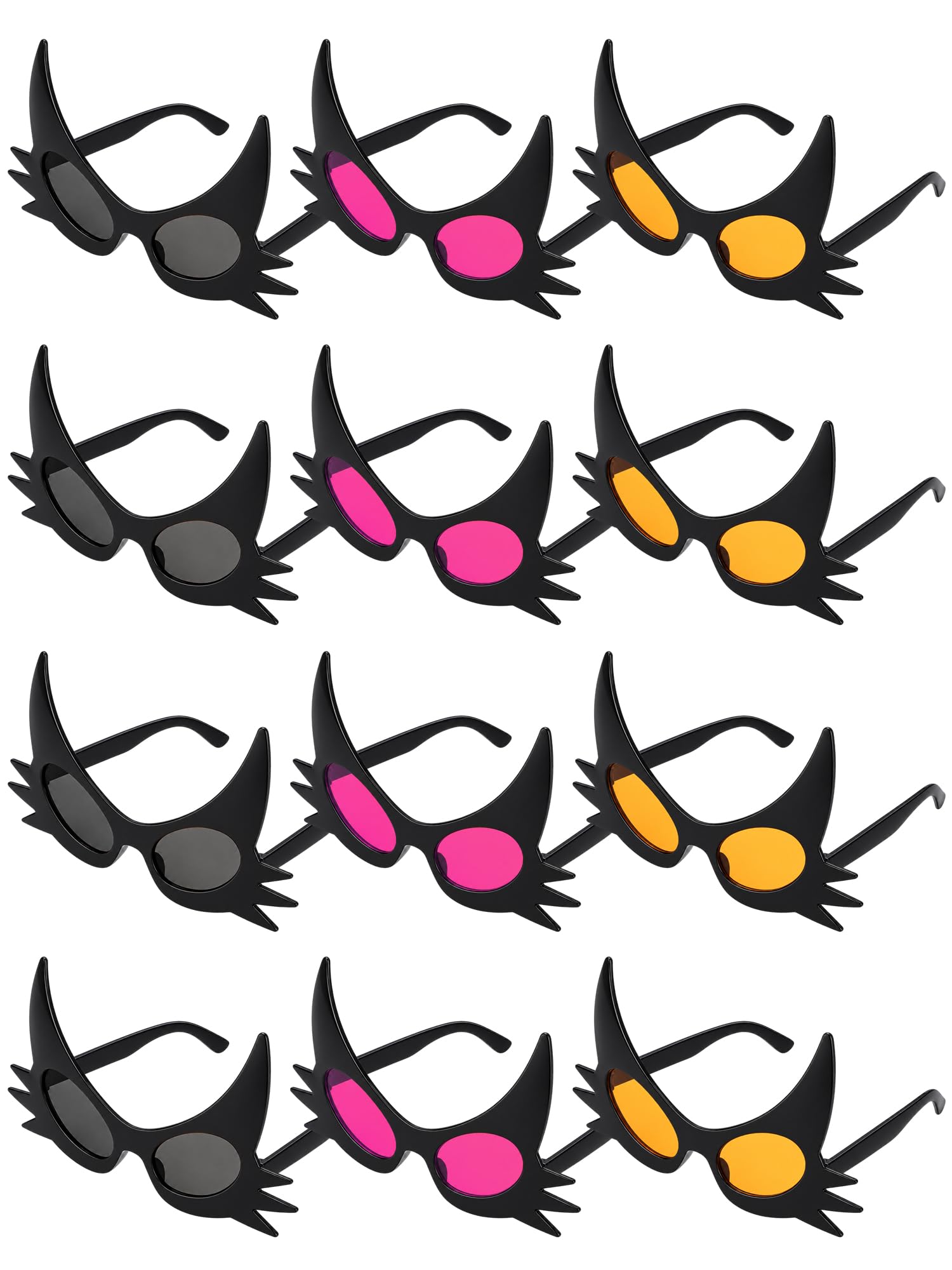 Bencailor 12 Pack Halloween Cat Glasses with Lenses Funny Cat Sunglasses