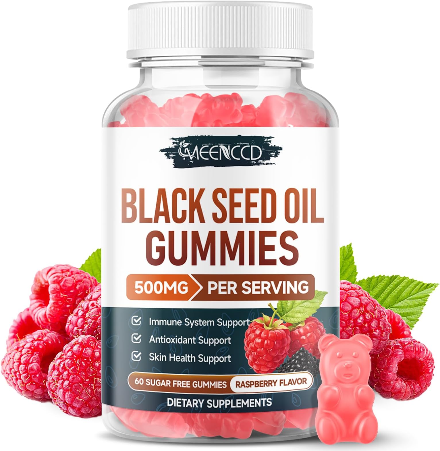 Black Seed Oil Gummies, Cold Pressed Black Seed Oil Supplement, 60 Count