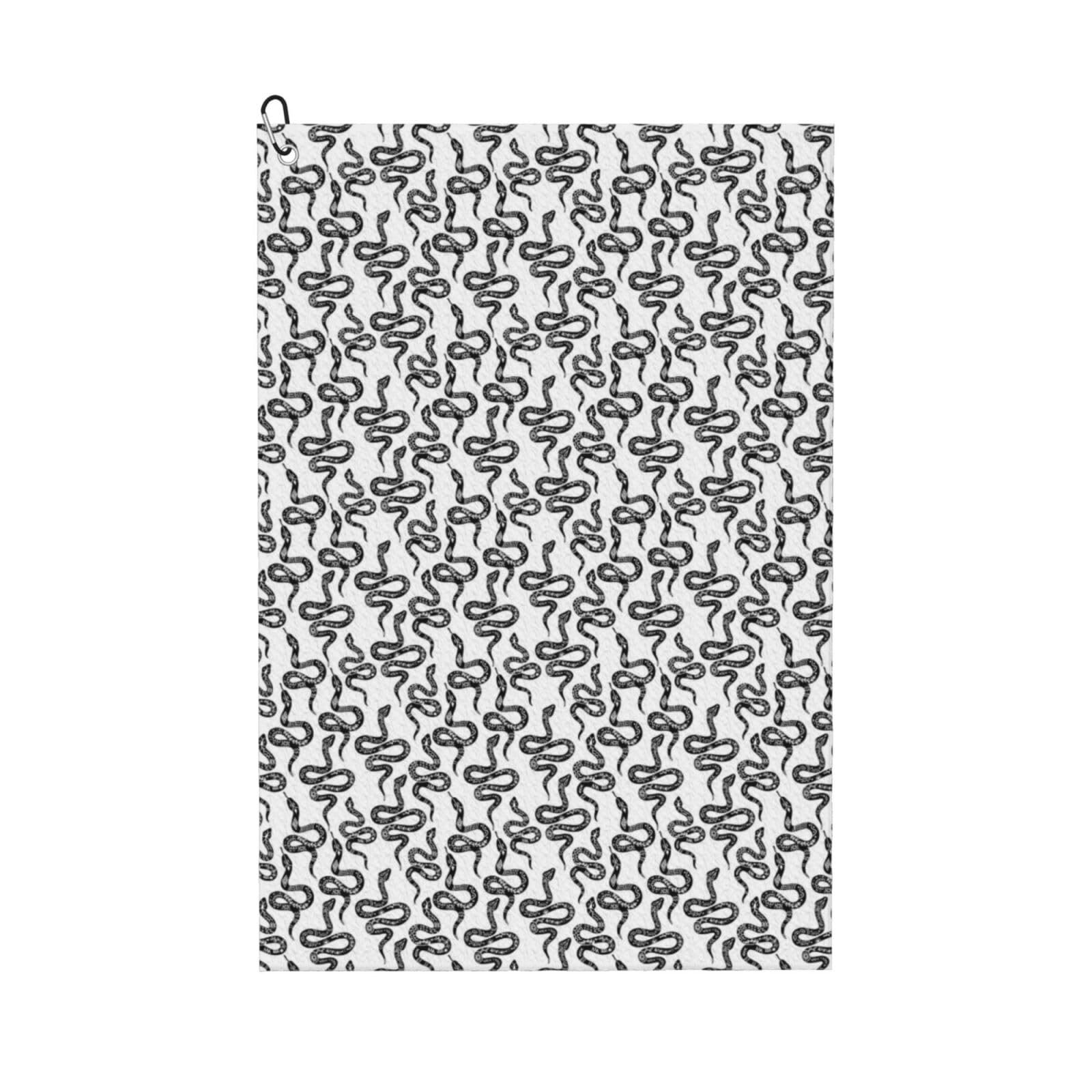 AOOEDM Snake Print Golf Towel with Carabiner Clip Absorbent Microfiber Golf Towel for Cleaning Golf Ball Club Putter Iron for Golf Bag Trolly Belt Loop 16" X 24"