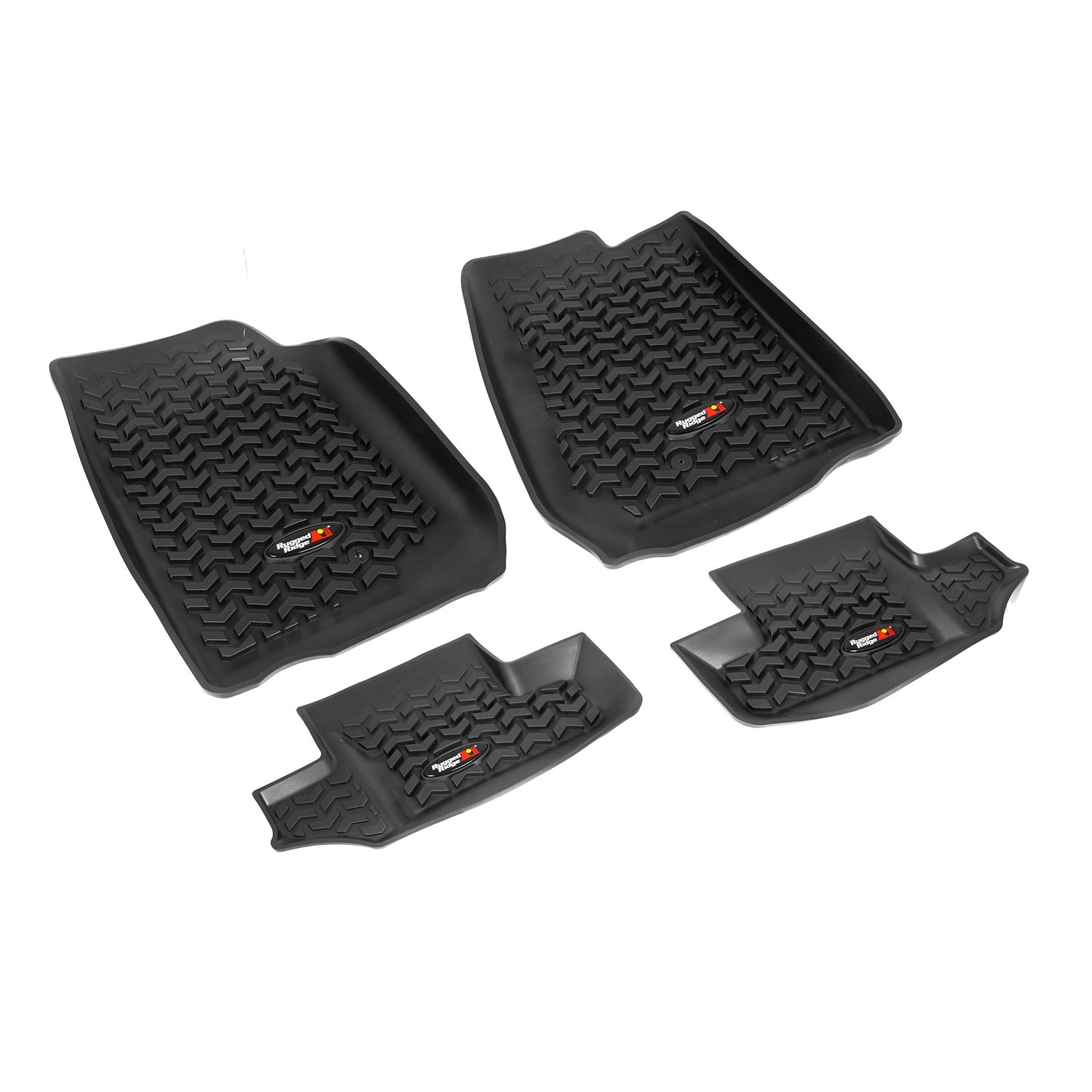 Rugged Ridge | All-Terrain Black Front and Rear Floor Liner Kit | 12987.02 | Fits 2007-2018 Jeep Wrangler JK