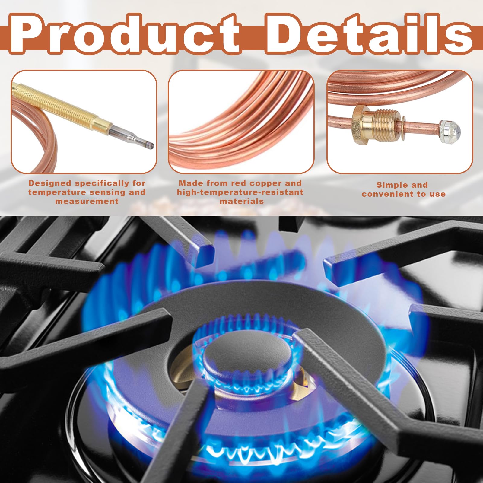 Thermocouple Universel Gaz, Thermocouple, Thermocouple Egt, Dispositif de Sécurité pour Chauffage Gazinière Brasero Four Chauffe-Eau