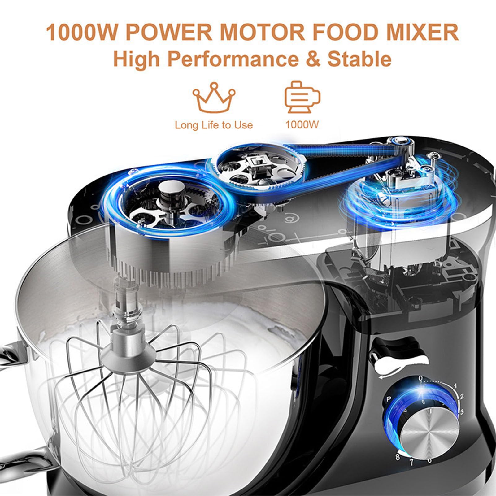 Mikser StojąCy Kitchen Aid, MałY Elektryczny Mikser Do żYwnośCi Z Misą 5qt, Wielofunkcyjny Mikser Do Pieczenia, Miksery Do Ciasta Z GłOwicą Przechylaną Dla WięKszośCi Domowych Kucharzy,Black