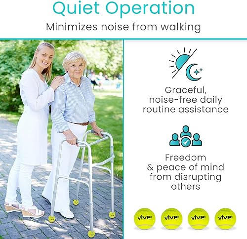 Miniatura 7 de Vive Pelotas de tenis para caminantes, precortadas (4 piezas)  Accesorios para andadores precortados, accesorios deslizantes deslizantes,