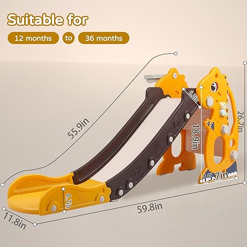 Miniatura 7 de Tobogán para Niños para Niños Pequeños - 4 en 1 Tobogán de Plástico Independiente para Interiores para Niños Pequeños Patio de Juegos Exterior