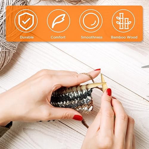 Miniatura 2 de Juego de agujas de tejer circulares de bambú  Agujas circulares de madera con tubo de plástico, tamaño de EE. UU. 15 19 35 50 (10 15 20 0.984 in)
