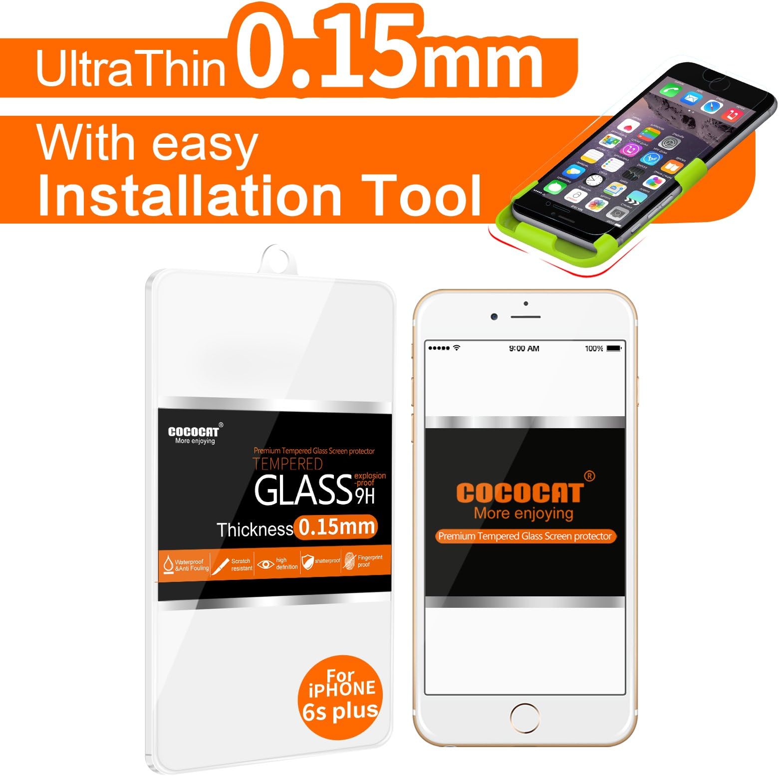 iPhone 6S plus Screen Protector,COCOCAT[3D Touch Compatible-Tempered Glass][With easy Installation Tool]0.15 mm BallisticGlass iPhone 6Splus GlassScreen ProtectorWorkwith iPhone6plus andProtectiveCase