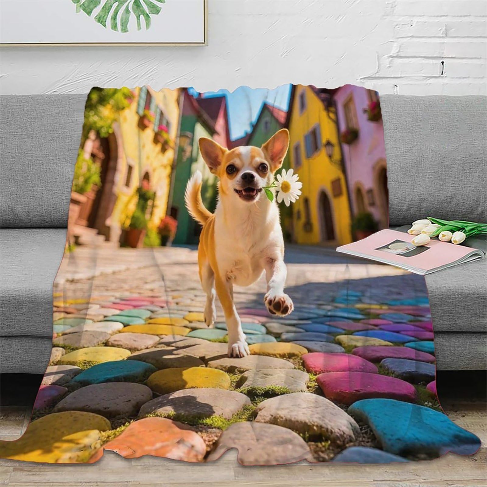 Couverture de lit Chien Mignon 3D plaid en microfibre premium douce et chaude 200x230cm