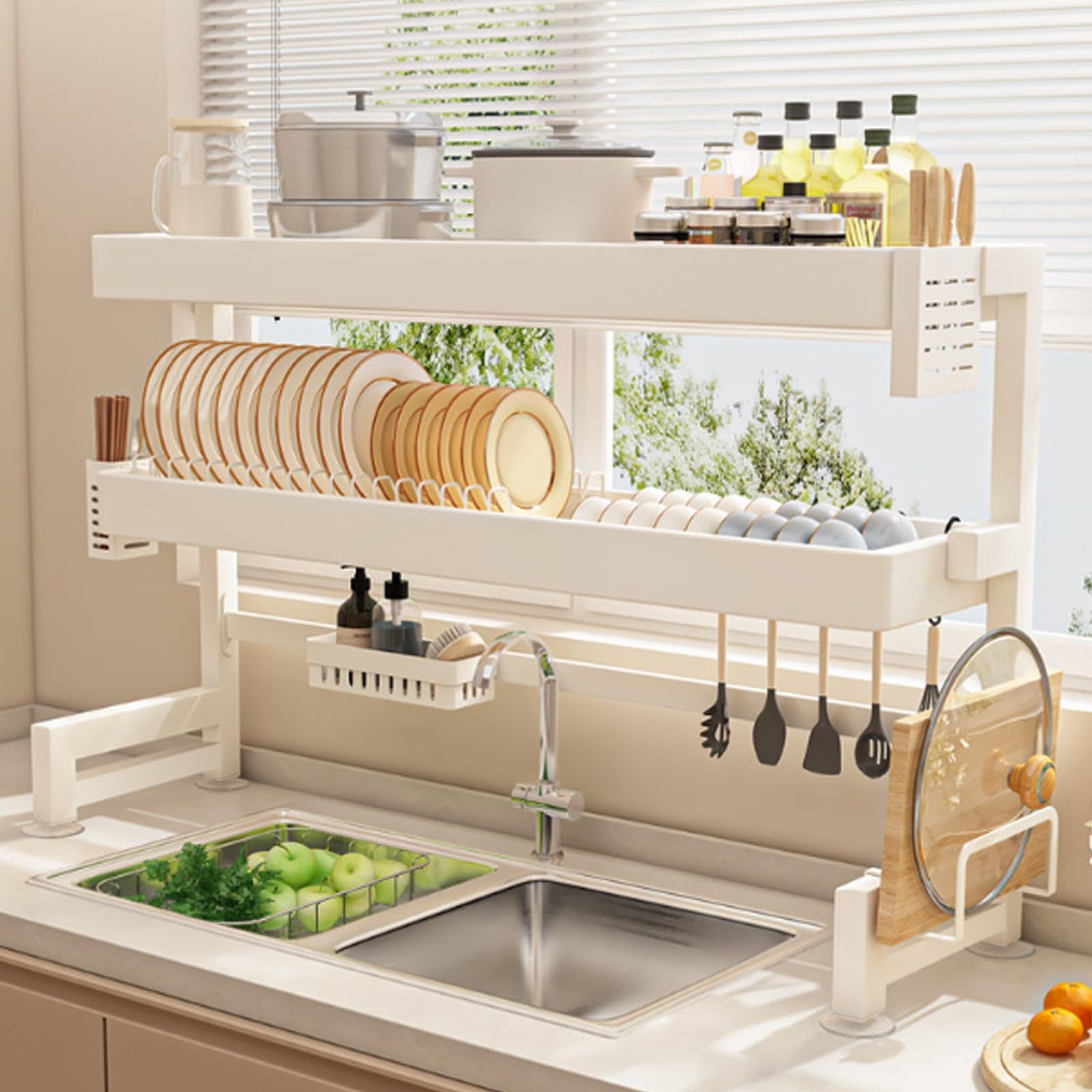 ZQFHSX Stainless Steel Kitchen Sink Rack & Adjustable Dish Drying System - Space-Saving Storage Solution for Efficient nization Clean Dishes
