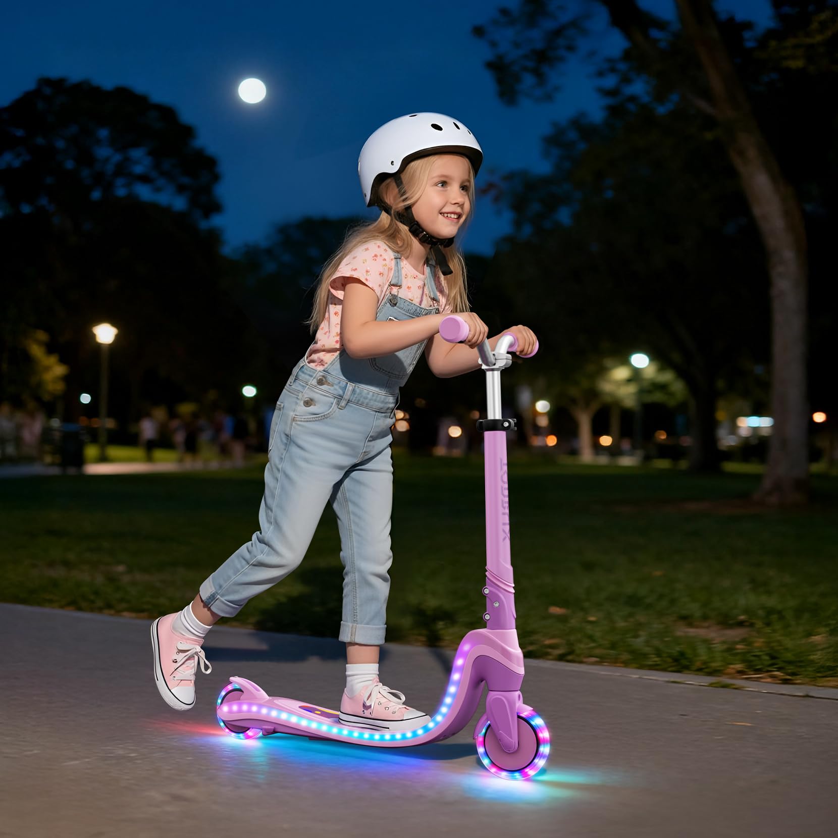 TONBUX Roller Kinder für 3–12 Jahre, Kinderroller mit Cool Beleuchteten Deck und PU-Rädern, 3-Stufig Höhenverstellbarer Scooter mit Ständer, Leicht Roller Kinder 3 Jahre