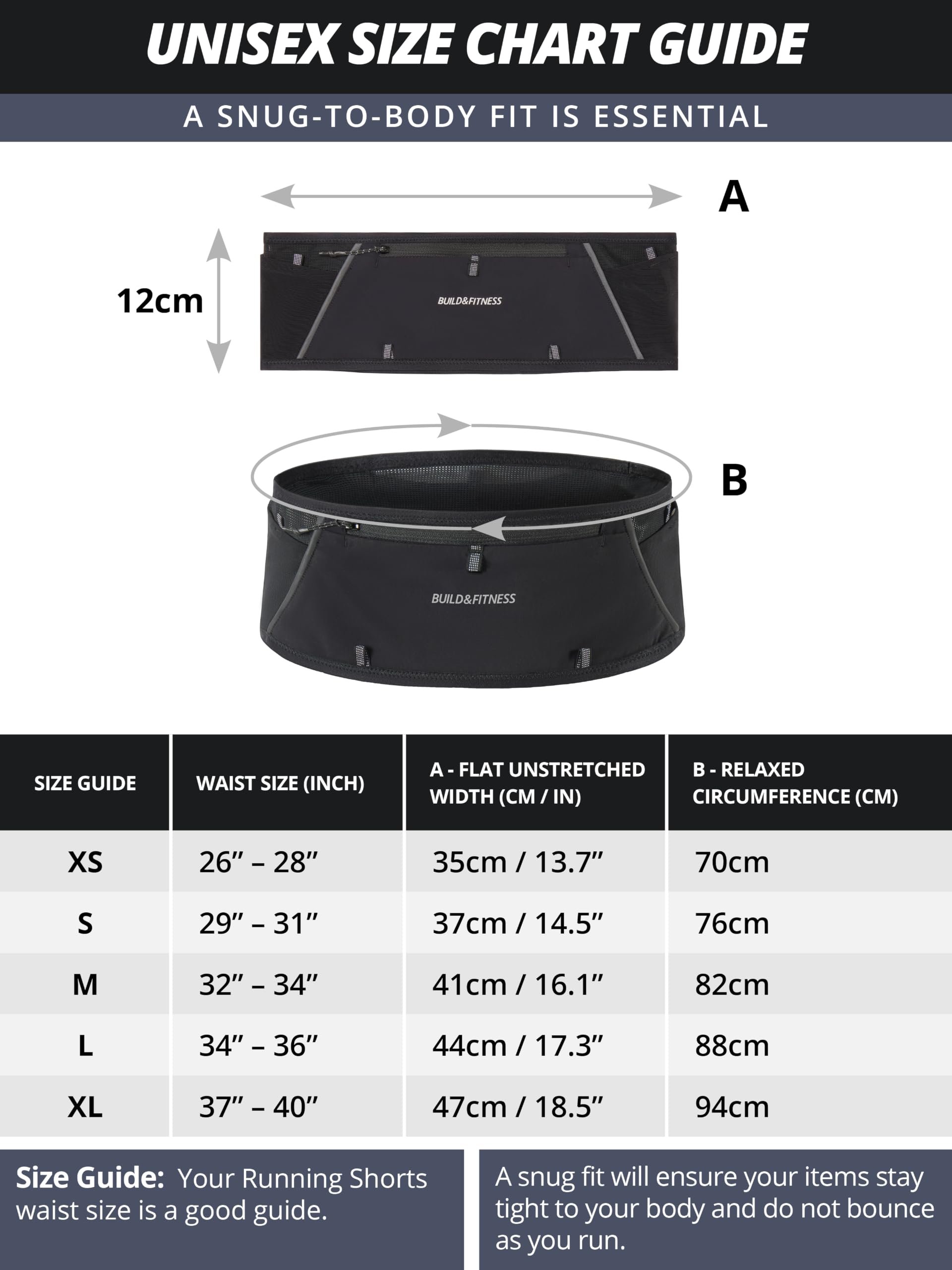 LITEBELT Ultra Laufgürtel mit Reißverschluss – Leicht, reflektierend, mit YKK-Reißverschluss für Handy, 5 Taschen von Oben für Gels, Trinkflasche und Schlüsselclip – Freihändiges Laufen, Größen XS–XL