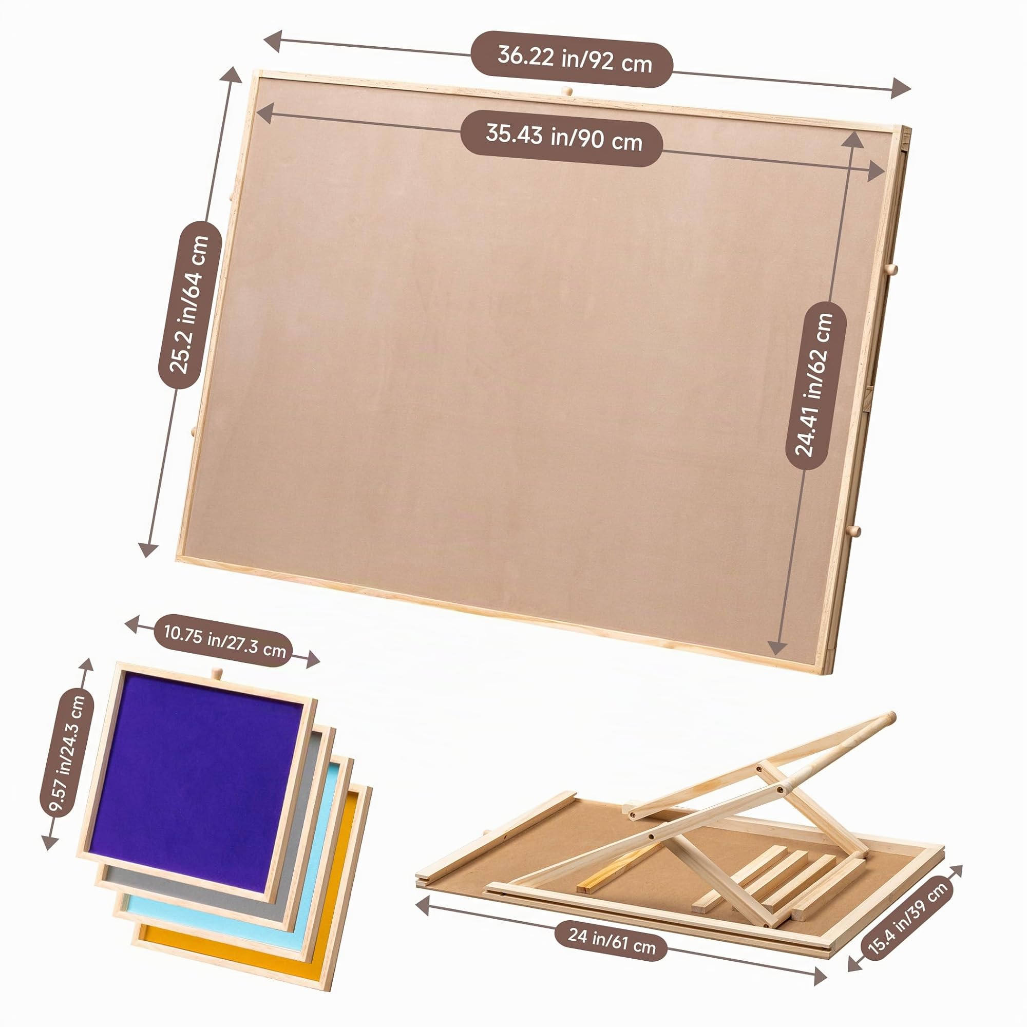 Tektalk Table de puzzle rotative avec support réglable intégré et couvercle amovible, table en bois à 3 angles d'inclinaison portable avec 4 tiroirs de tri, jusqu'à 1500 pièces