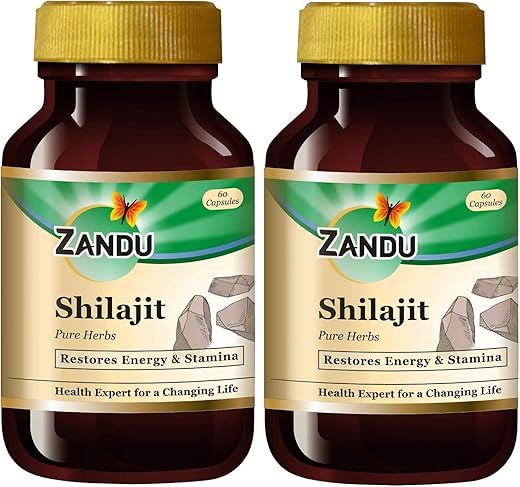 Zandu Shilajit Capsule, 60 capsules x Po2, Original and Pure Himalayan Shilajeet, Boosts Immunity, Strength and Stamina.