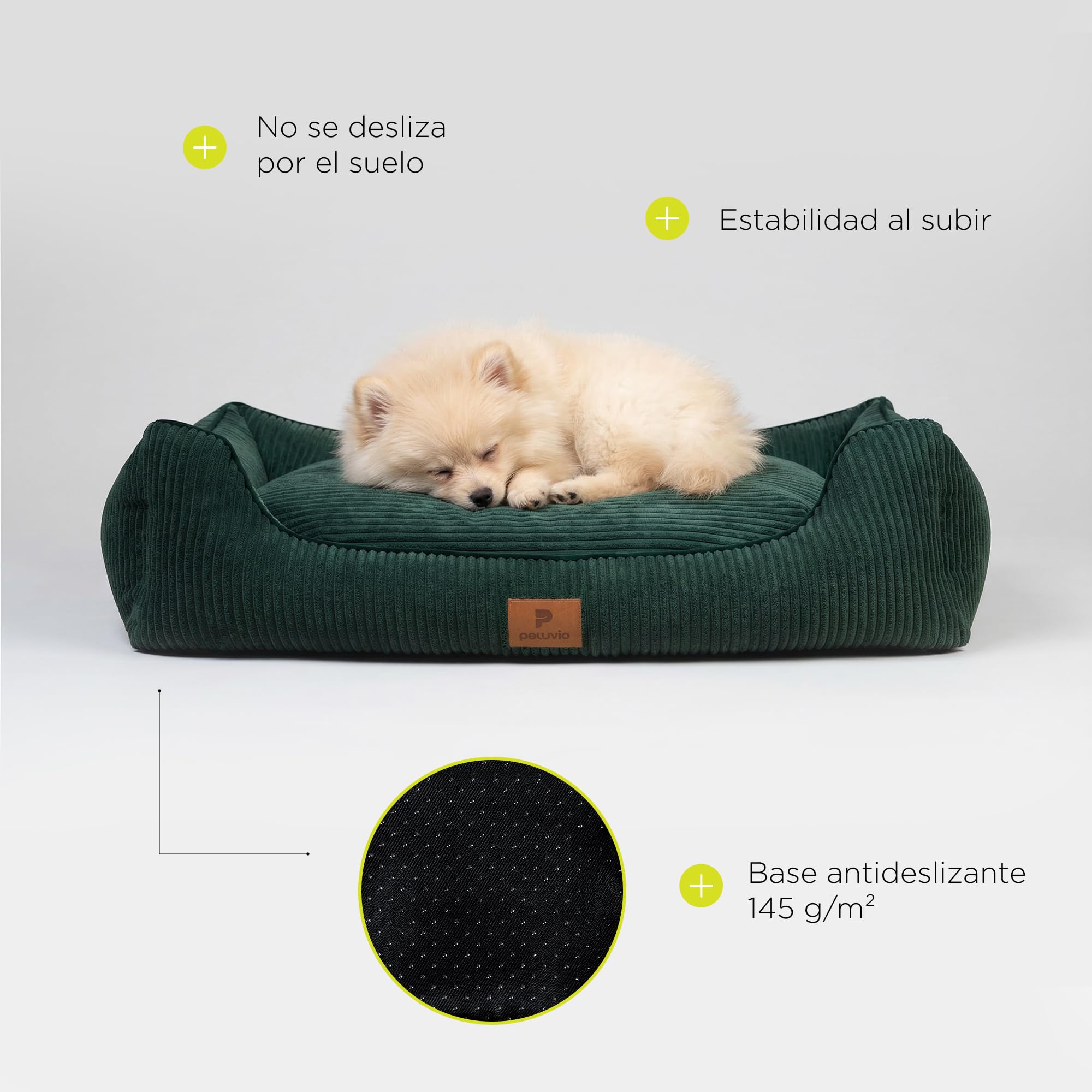 Hirado Cama para Perros con Bordes Elevados, Antideslizante y Acolchada, con Funda Extraíble Lavable a 30°C, Tipo Nido Sofá para Interior, Tejido de Pana, con Respaldo, Varios Tamaños