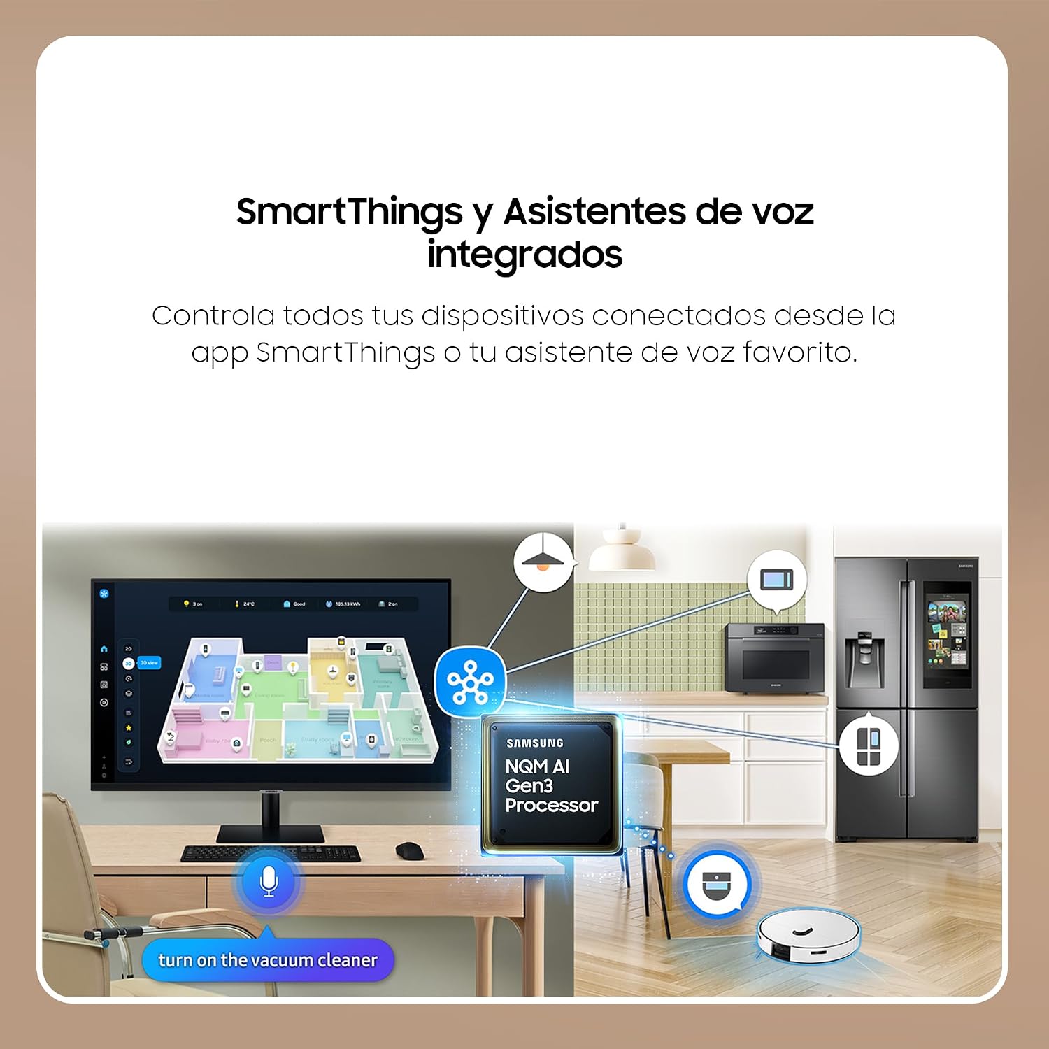 Samsung Bundle LS32DM703UUXEN Monitor + Soporte para Monitor 24-48 Pulgadas Altura Regulable + Cable de Alimentación Enchufe Tipo F de 5M Blanco 7