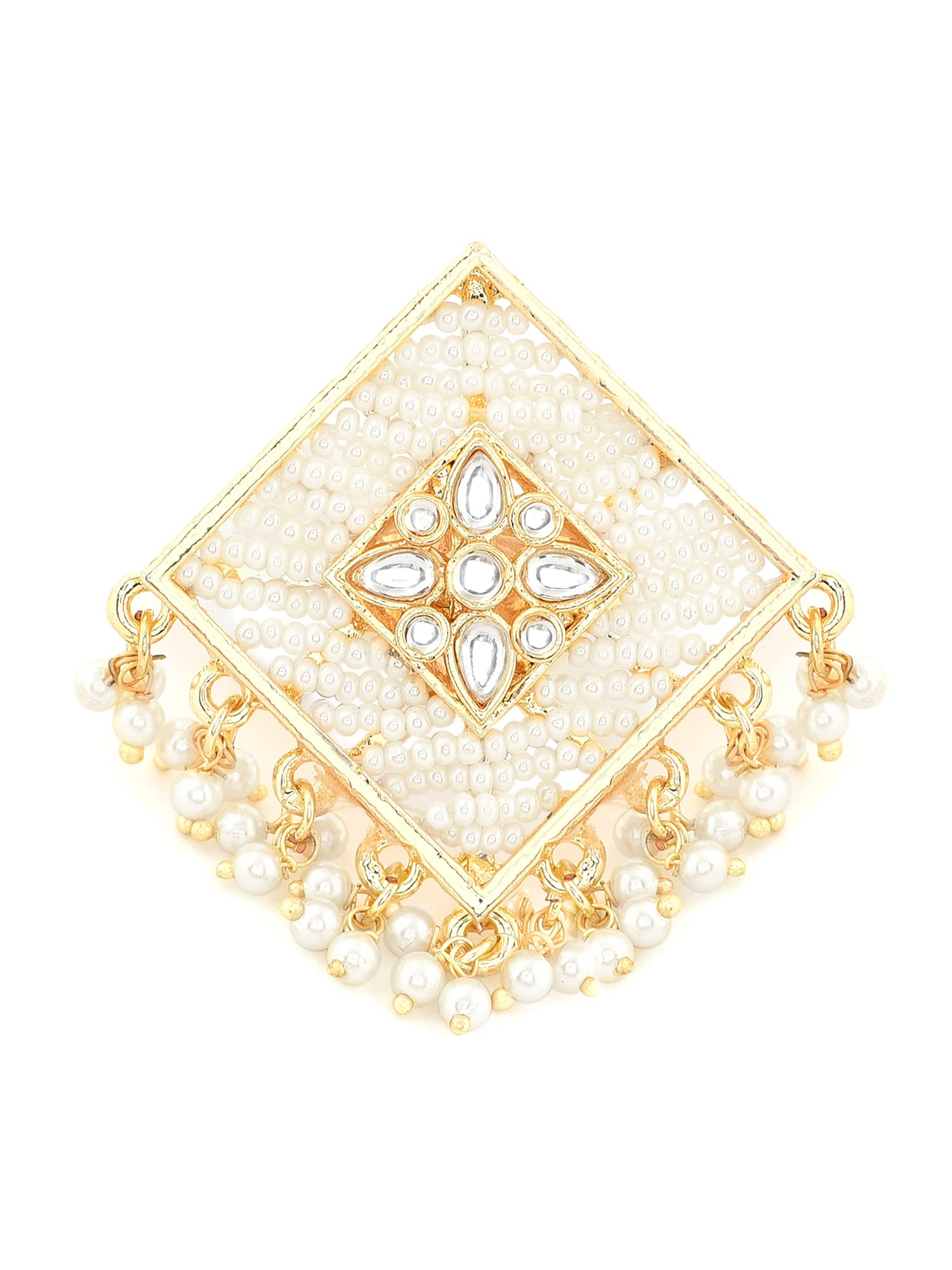 ZAVERI PEARLS Gold Tone Multi Pearl Strands Ethnic Kundan Adjustable Finger Ring For Women-ZPFK11421 (B09K5PPV88) Amazon Price History, Amazon Price Tracker