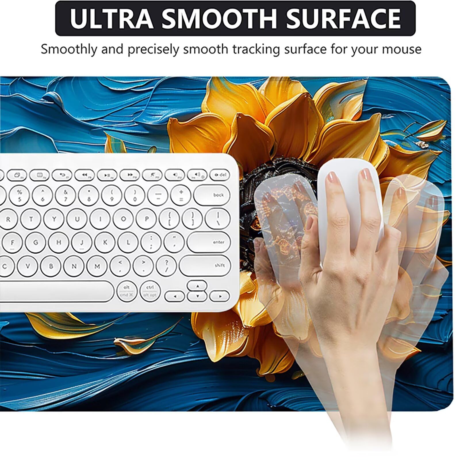Girasol Alfombrilla Ratón Gaming XXL 1500x800x3mm, Alfombrilla Gaming Amarillo Mousepad con Base de Goma Antideslizante, Impermeable Desk Mat para Teclado y Raton, Accesorios Gaming, Regalos O-I