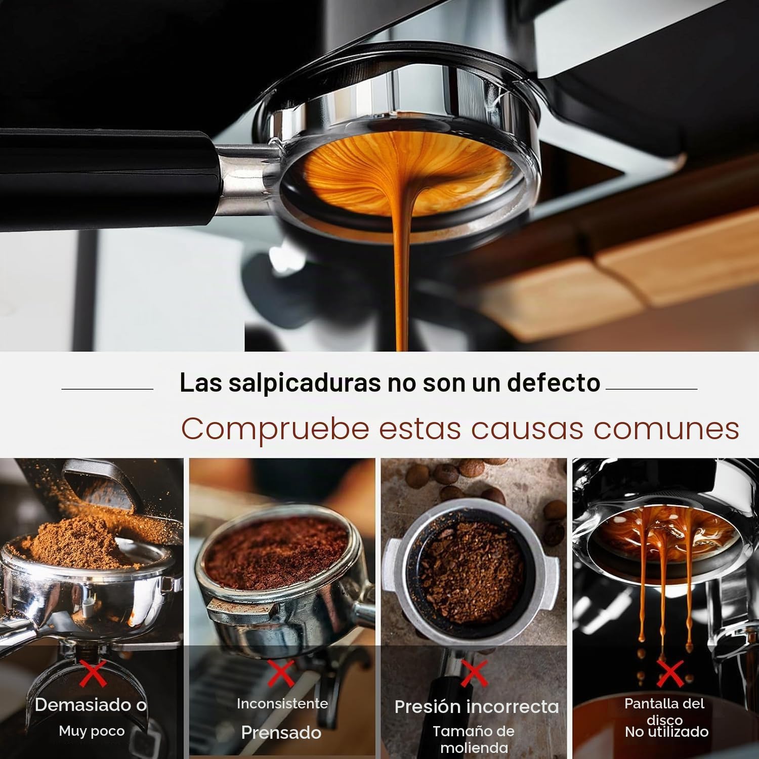 Portafiltro sin fondo de 58 mm con 3 orejas para cafeteras espresso Calphalon Temp IQ, color negro