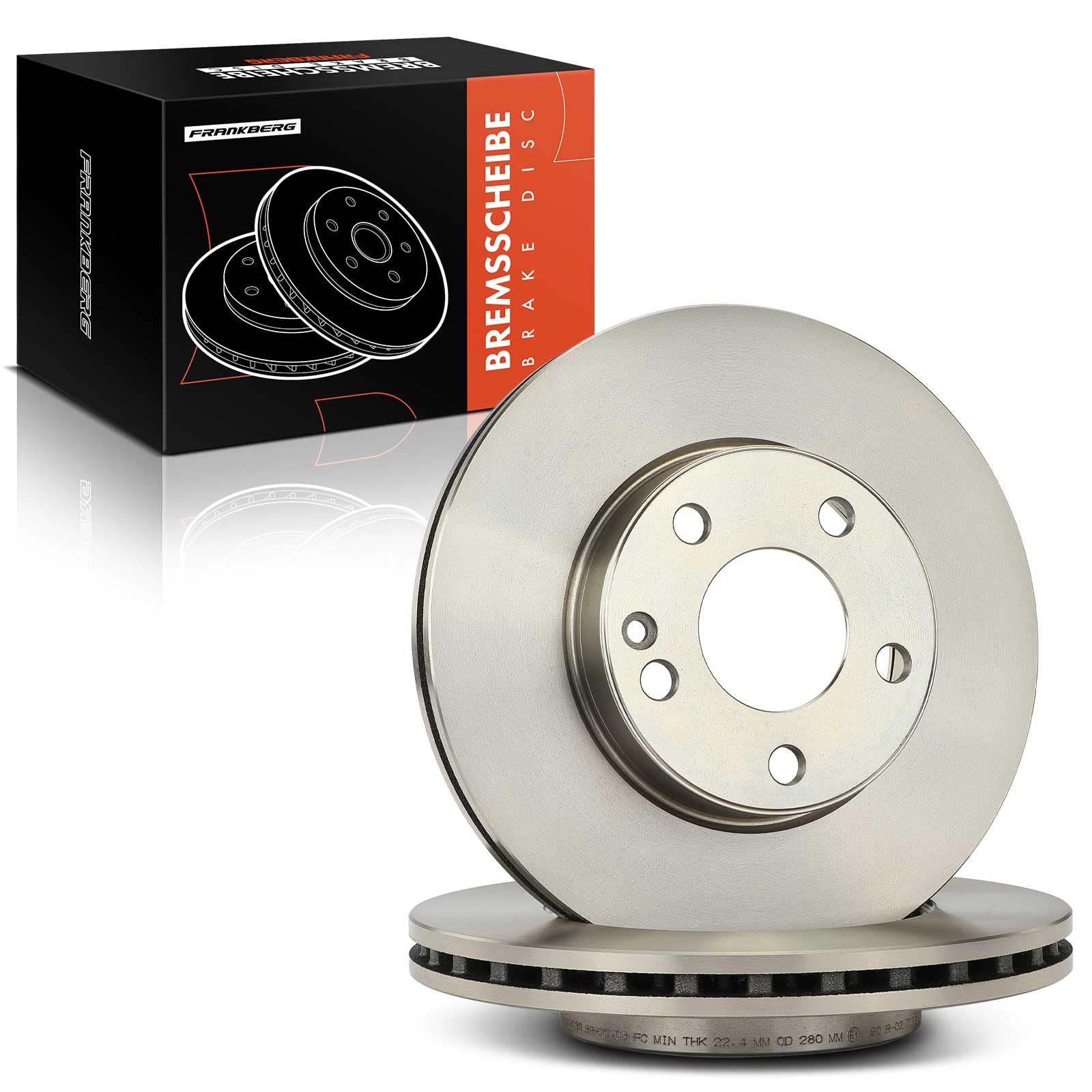 Frankberg Set di dischi freno incl. 2x Dischi Freno Anteriore Ventilato Diametro280mm Compatibile con B-Class W242 W246 Classe A W176 Replace# 2464210012,A2464210012