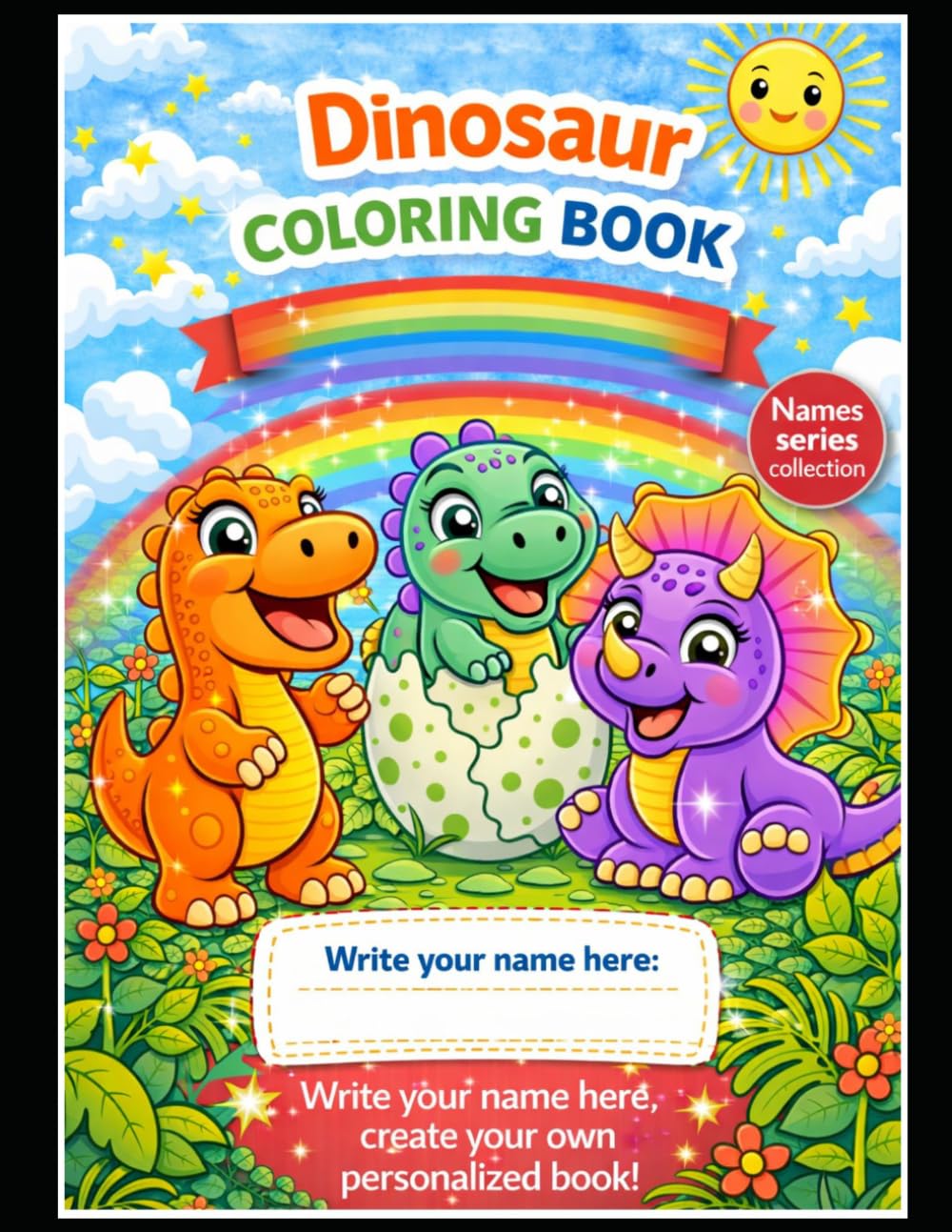 Dinosaur Coloring Book: Personalized Coloring Book for Kids – Write Your Name and Create Your Own Adventure (Names Series Colletion)