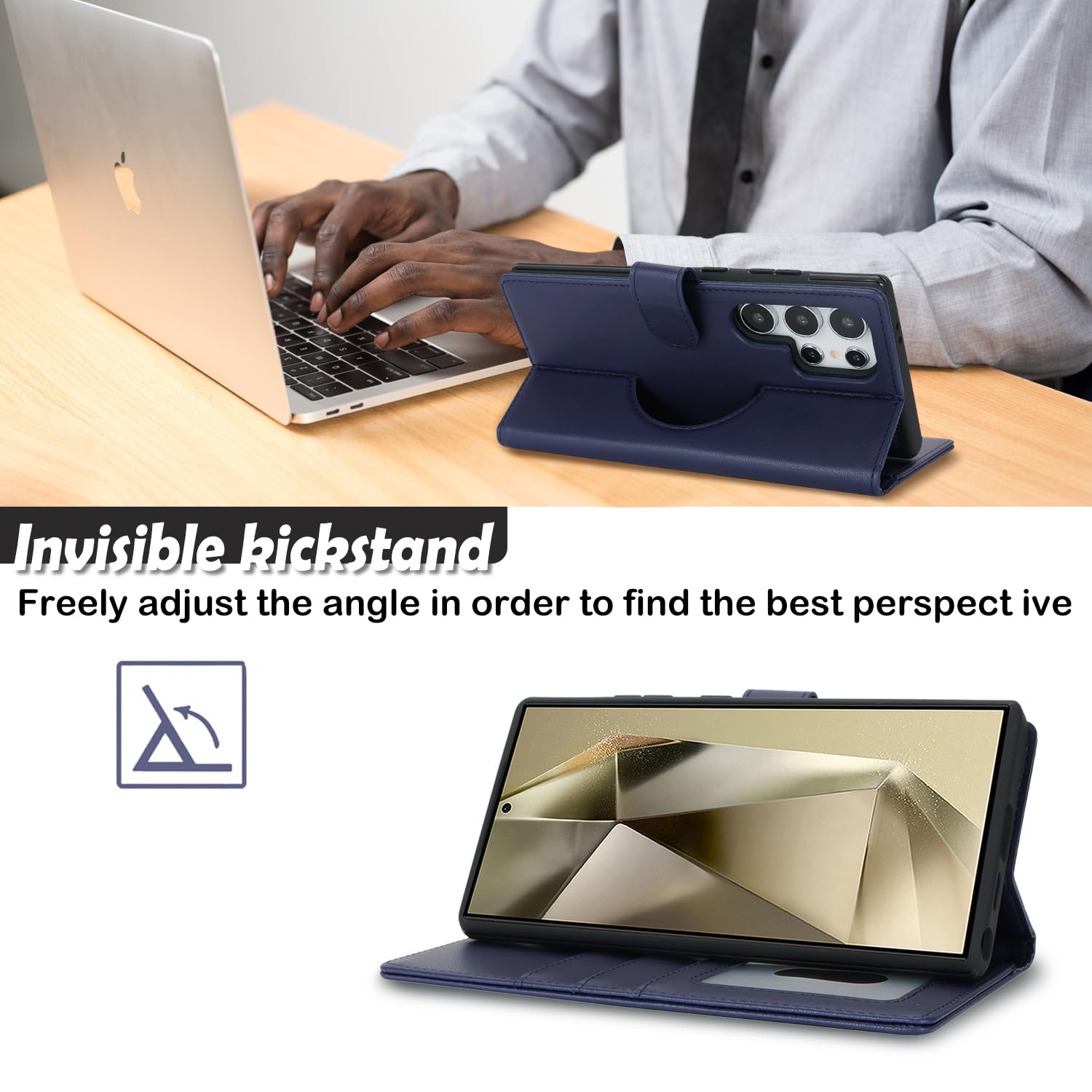 Havaya Custodia a portafoglio per Samsung Galaxy S24 Ultra staccabile magnetica con porta carte di credito compatibile Magsafe custodia a libro in pelle con supporto rimovibile antiurto per uomini e