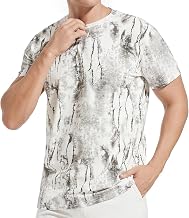 USALL Men's Summer Printed T-Shirt Cotton Men's Short Sleeve T-Shirt Men