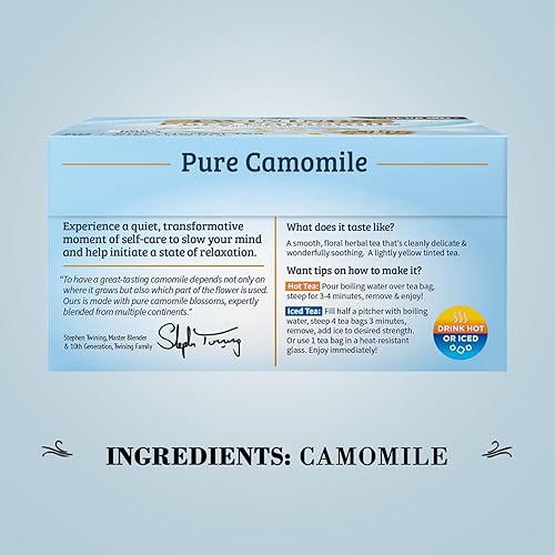 Miniatura 4 de Twinings Té de hierbas de manzanilla puro, bolsas de té de manzanilla naturalmente sin cafeína envueltas individualmente, 50 unidades de Ea