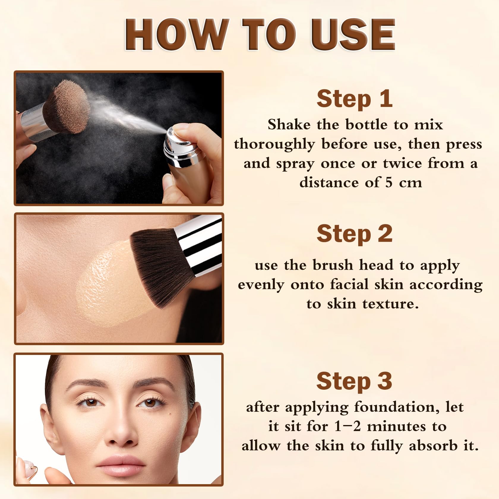 Magic Minerals Make-up-Grundierung mit Airbrush, seidige und modulare Abdeckung, feuchtigkeitsspendende Formel für weiche und strahlende Haut (Nude 03)