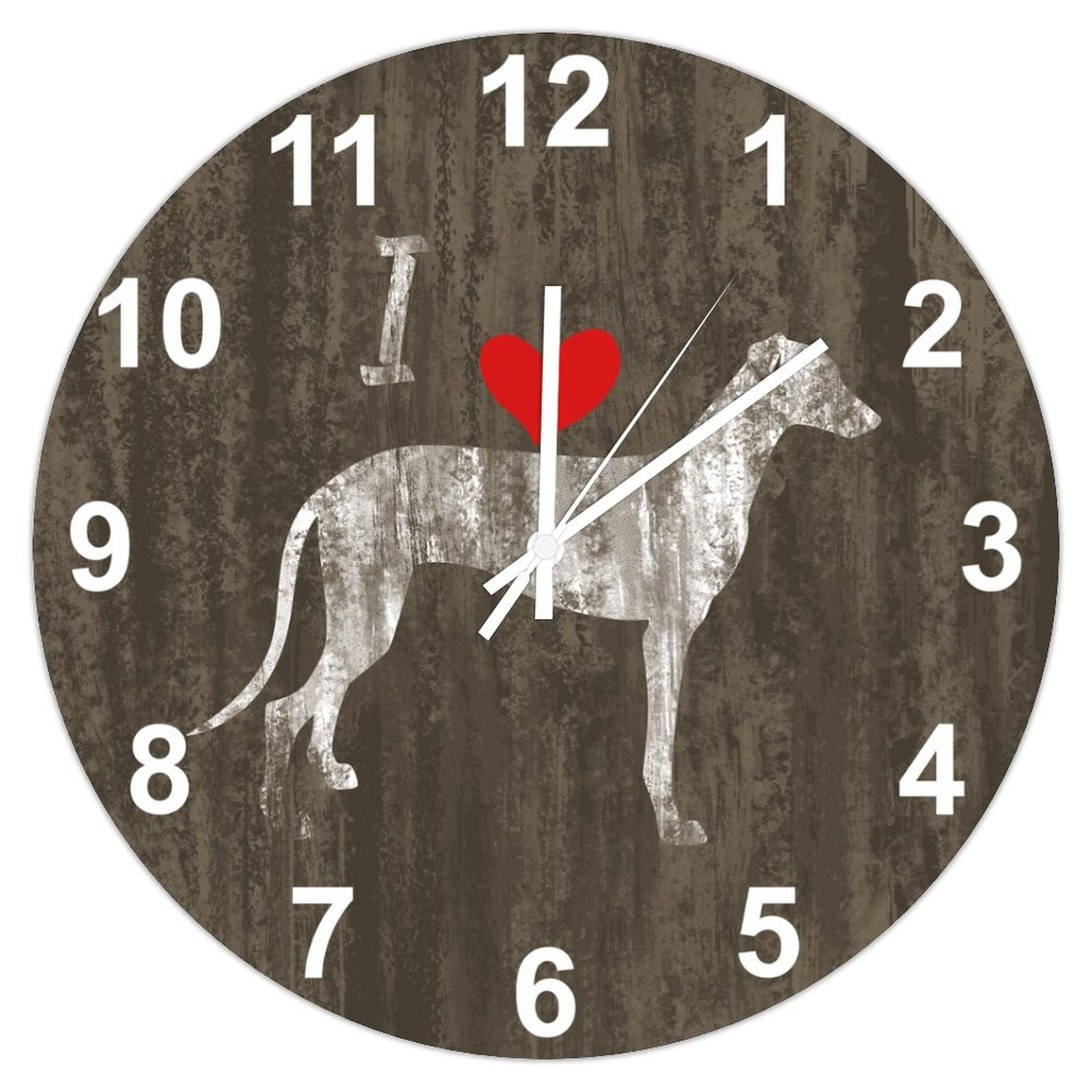 Horloge murale en bois Greyhound de 38cm pendule silencieuse vintage