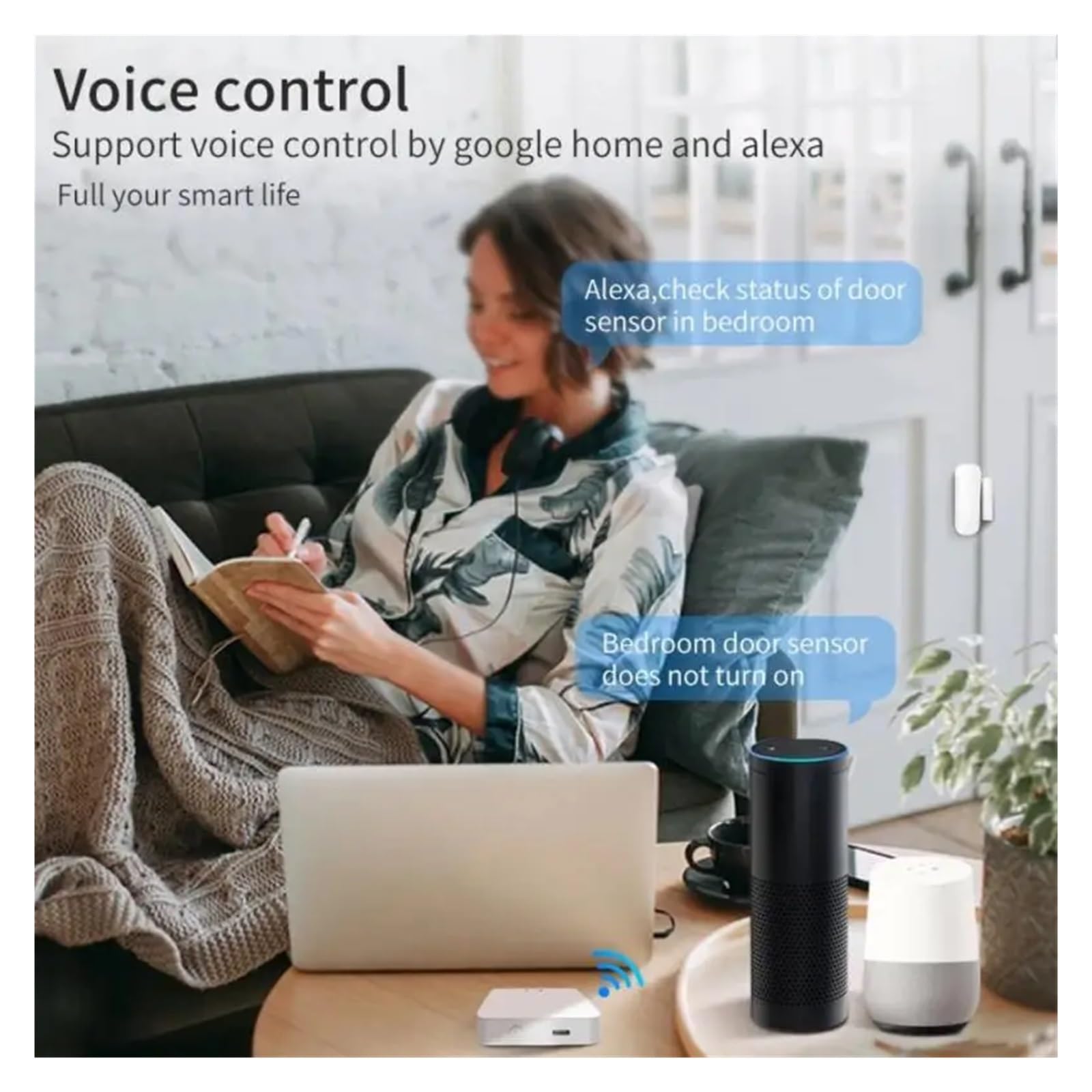 Sensor de puerta inteligente Tuya ZigBee, detectores de puerta abierta y cerrada, protección de seguridad inteligente for el hogar, Control de vida inteligente a través de Alexa Home(5 Pieces)