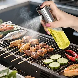 Pulverizador de azeite de oliva para cozinhar 2 em 1, frasco dispensador de azeite de oliva para cozinha, recipiente de óleo para assar, fritadeira, salada, fritura, churrasco, assar (100 ml, escala)