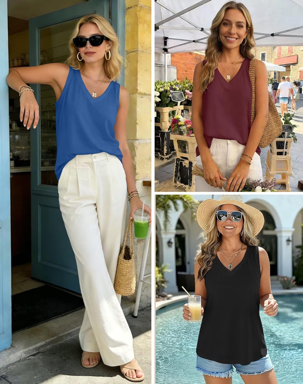 KKJ 2 Pack Womens Tank Tops 2026 Workout V Neck Tees Spring Summer Sleeveless Loose Fit Casual Outfits Shirts Fashion Clothes - Image 5