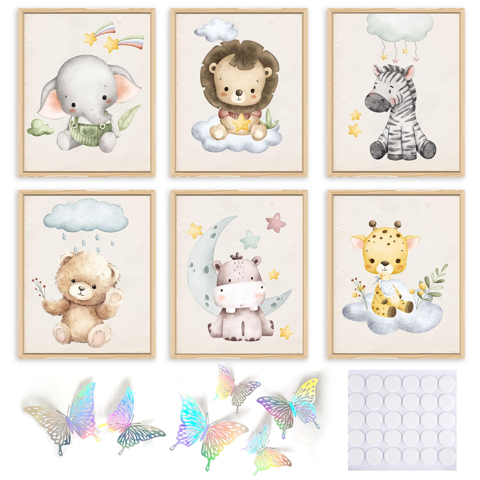 ORGDSK Cute Animal Wall Art Prints - Set of 6 Unframed 8x10 Inch Posters for Nursery Decor, Classroom Playroom Kids Wall Decor