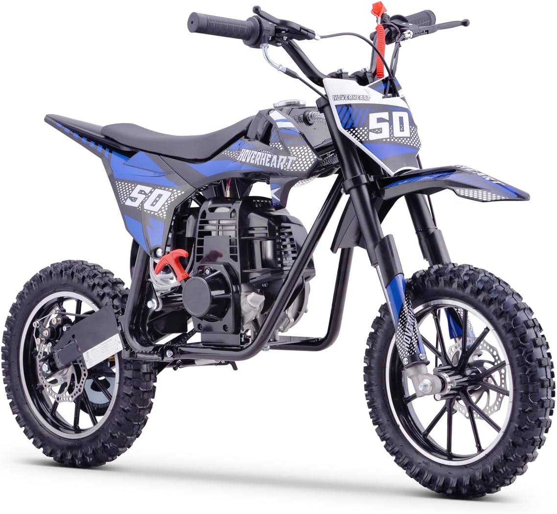 Gas Dirt Bike, Kids Dirt Bike, 39cc 4-Stroke Gas Powered Kids Motorcycle with Mountain Tire, Suspensions, 19Mph Disc Brakes Mini Bike, NO Oil Mix Required