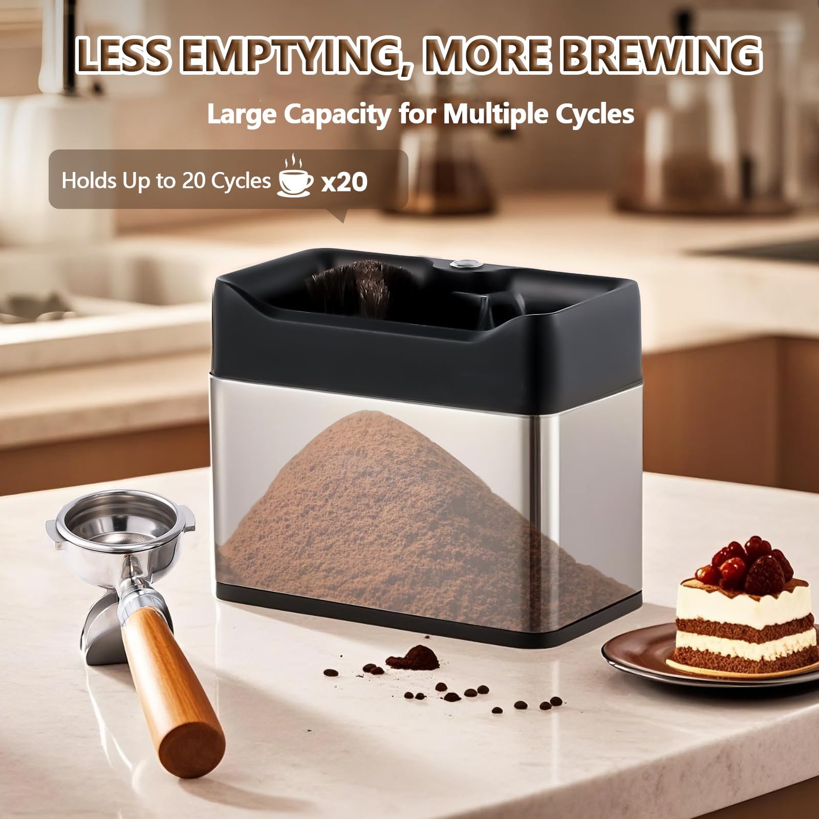 Máquina de Limpieza de Portafiltros Eléctrica, Limpiador Automático de Posos de Café con 3 Raspadores y 2 Cabezales de Cepillo para Hogar o Cafetería Comercial Silver