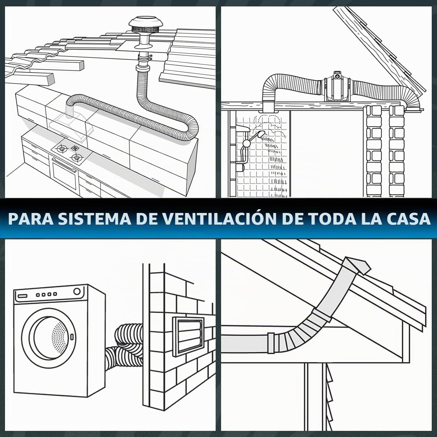 Hon&Guan Tubo flexible de aluminio de 200 mm Longitud 5 m, Manguera Flexible de Aluminio para Secadora, Campana Extractora, Ventilador de Tubos, Aire Acondicionado