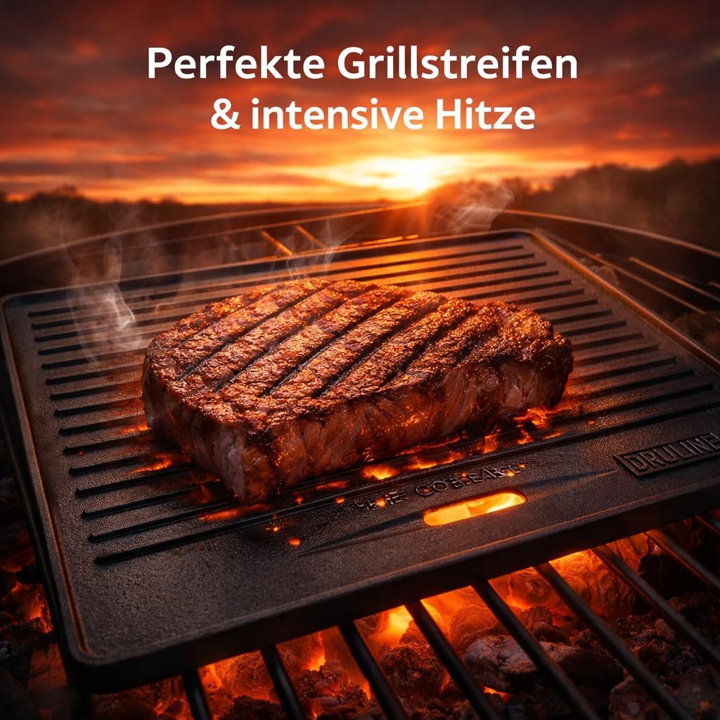 Plaque de Cuisson Grill 40 x 30 cm Réversible Double Face, Plancha BBQ Antiadhésive pour Barbecue, Gaz, Four – Noir