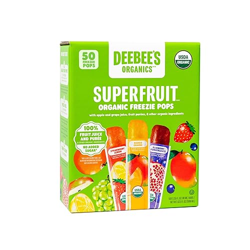 Miniatura 1 de DeeBee's Organics Classic SuperFruit Freezie, 100% congelador de frutas reales, sin azúcar añadido (paquete de 50)