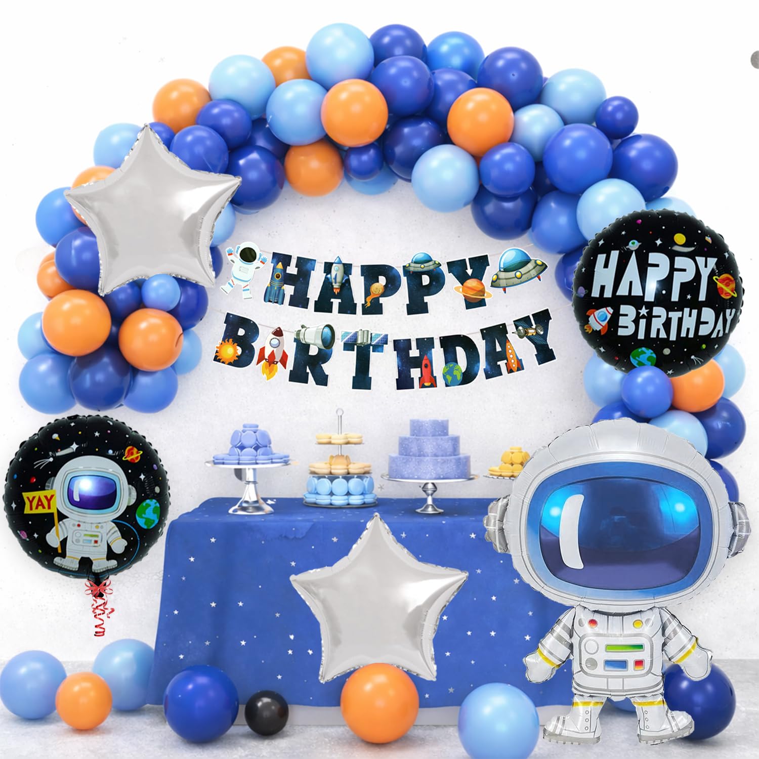 Rozi Decoration Space Theme Birthday Decoration Items for Boys, Girls, Kids Bday Decor, Astronaut Theme Birthday Decorations Combo Pack of 53 Pcs